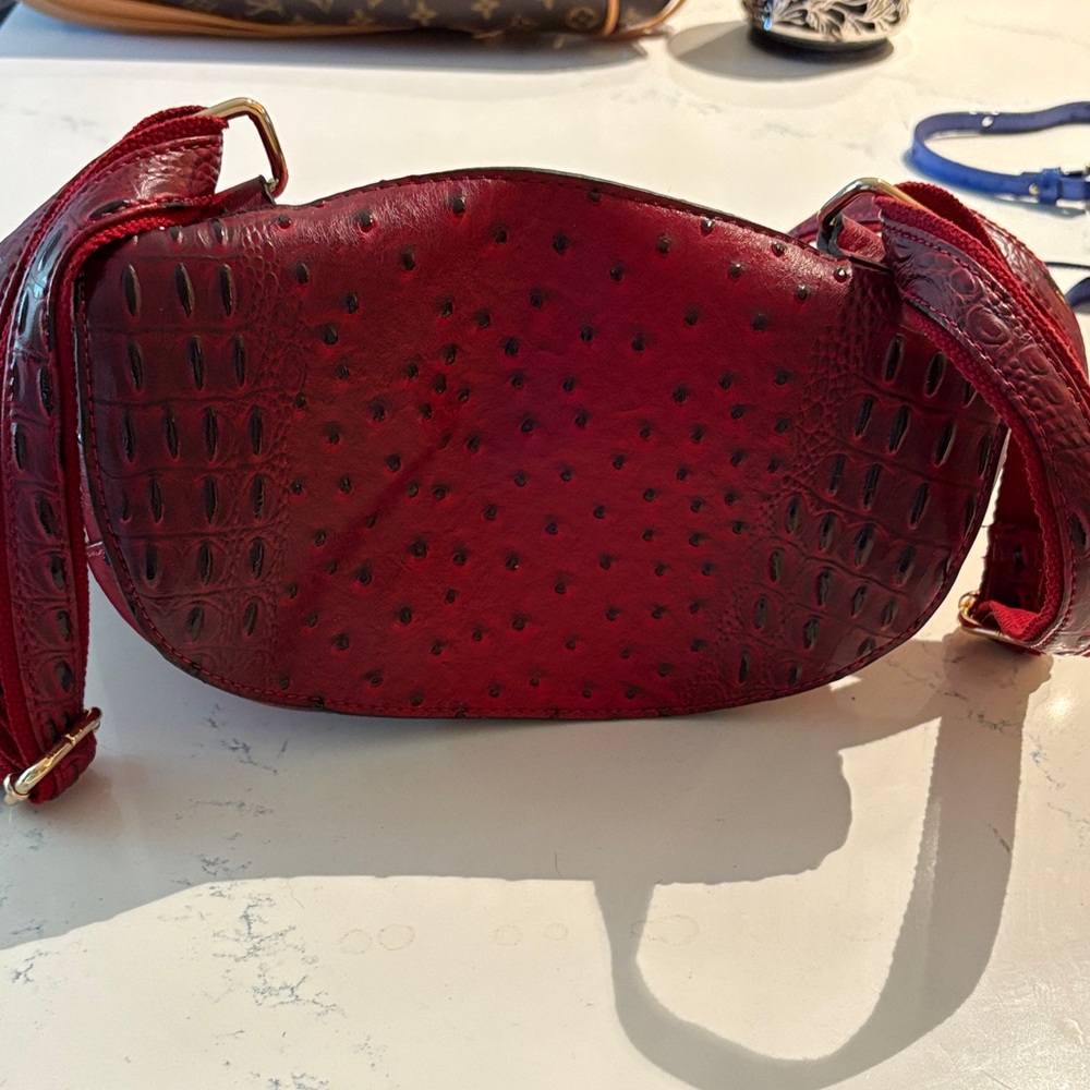 Chic Red Textured Backpack - Picture 8 of 9